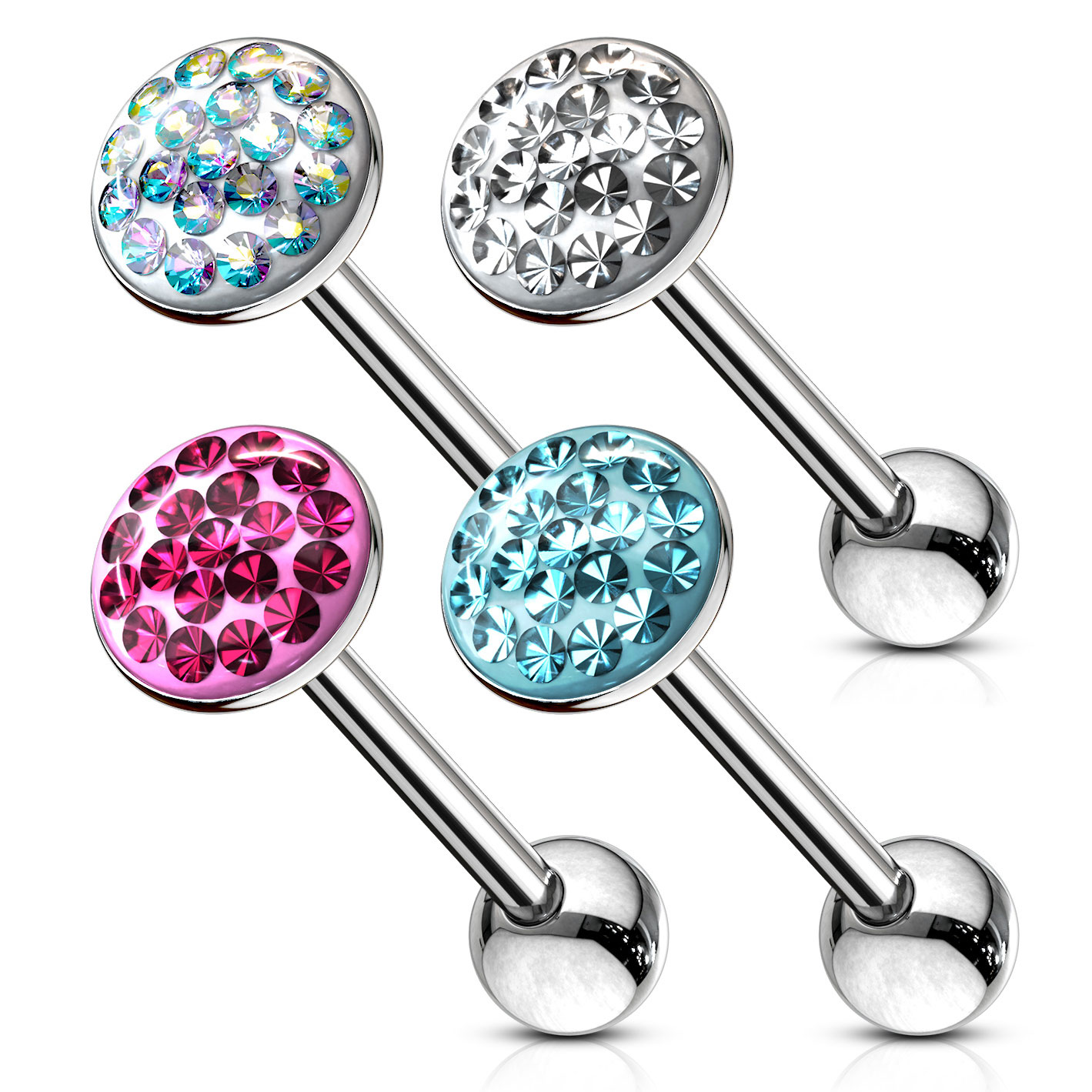 Tongpiercing met stenen en gummicoating