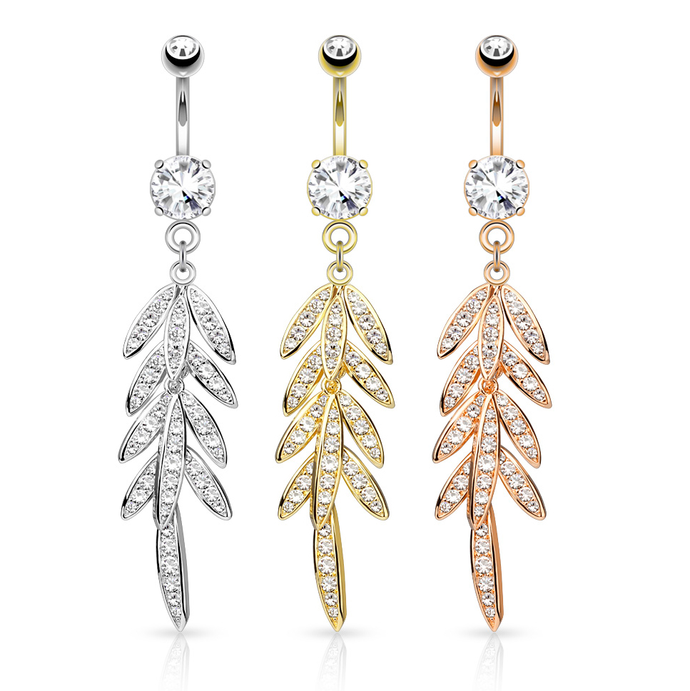 Navelpiercing met palmbladeren als hangertje