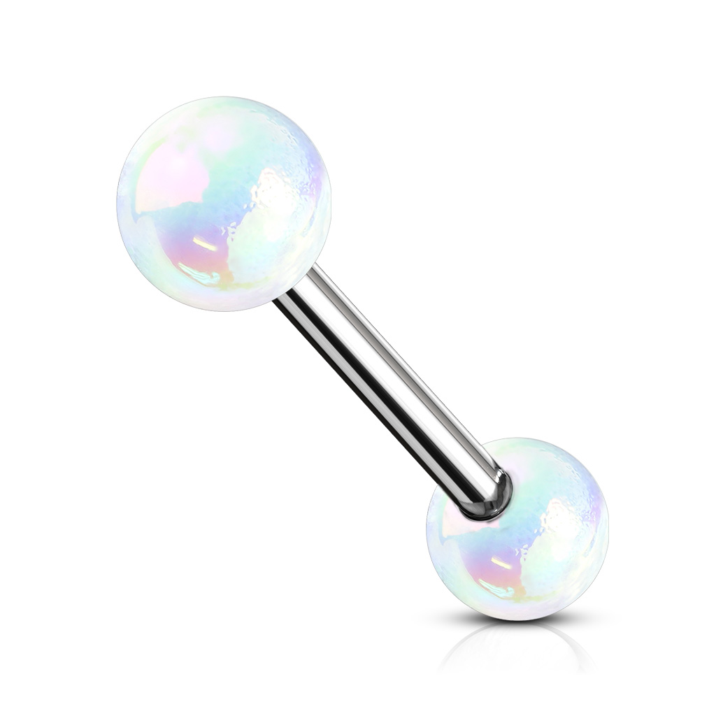 Rechte barbell met metallische balletjes