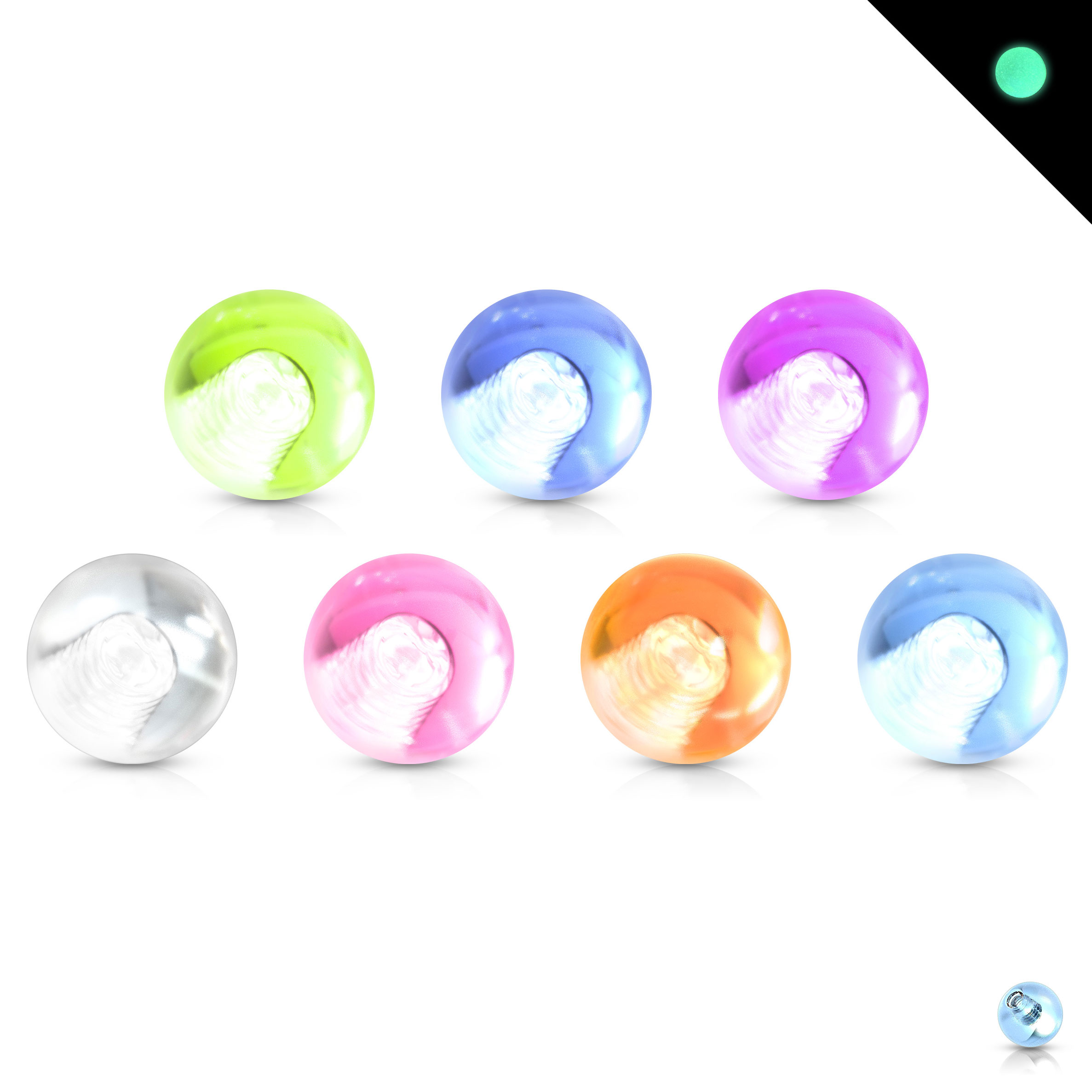 Glow in the dark - lichtgeven piercingballetje