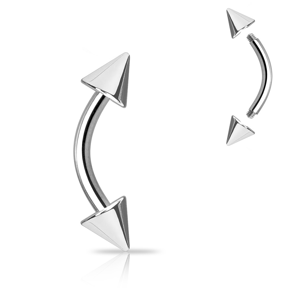 Gebogen staafje met spikes uit titanium
