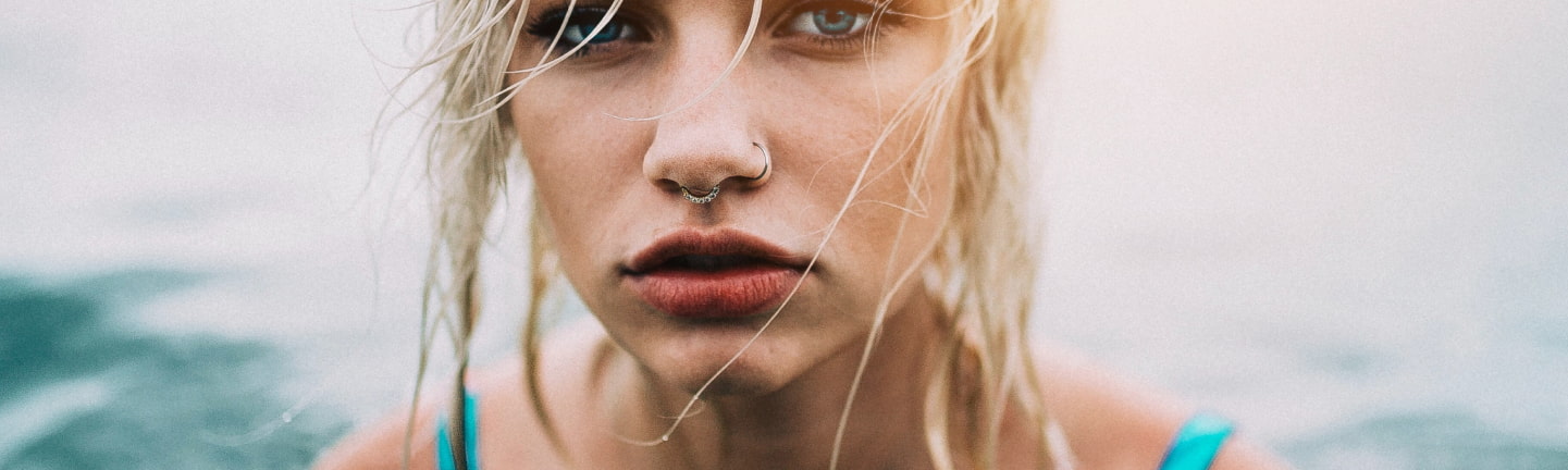 model with nose piercings